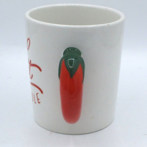 Too Hot To Handle Ceramic Mug With Chili Pepper Handle 16 Oz White & Red 4.5" X - Picture 2 of 6